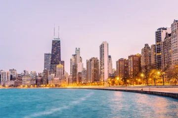 View of Chicago from the lake level